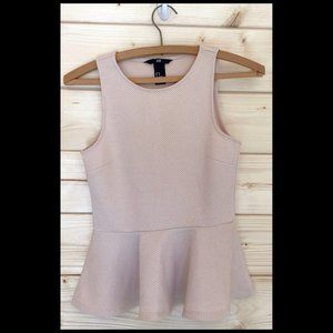 H&M Peplem Waffle Weave Shirt Light Pink/Tan XS